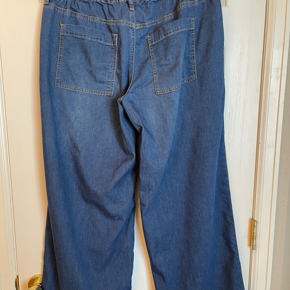 Project Indigo Wide Leg Utility Patch‎ Pocket Denim Jeans XL Dark Wash - Picture 5 of 15
